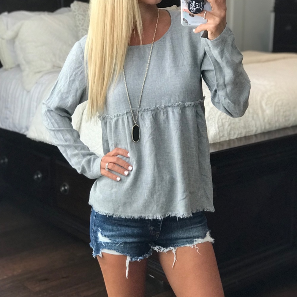 Anthropologie Cloth & Stone Grey Top